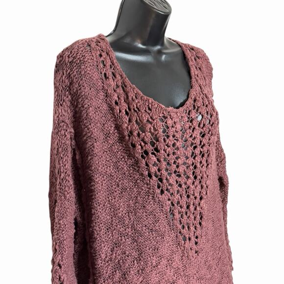 FREE PEOPLE SOFT OVERSIZED PRETTY POINTELLE OPEN KNIT SWEATER BOHO COZY SZ S-XL - Picture 2 of 6